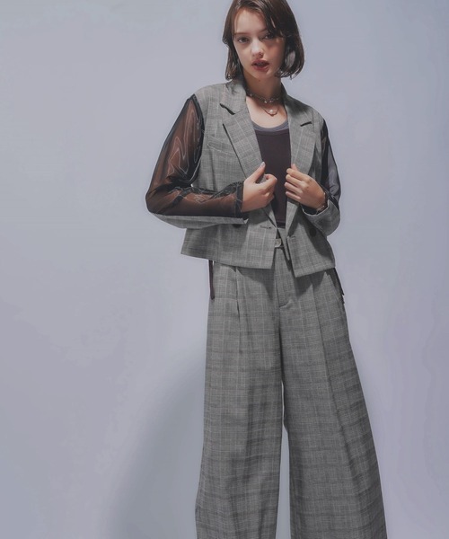 セール】タックプリーツシアージャケット＊ワイドパンツ(HARE