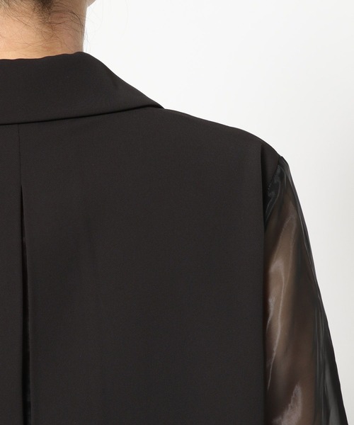 HARE（ハレ）の「タックプリーツシアージャケット＊ワイドパンツ(HARE)（セットアップ・レディース・ブラック/チェック・FREE）」の17枚目の写真