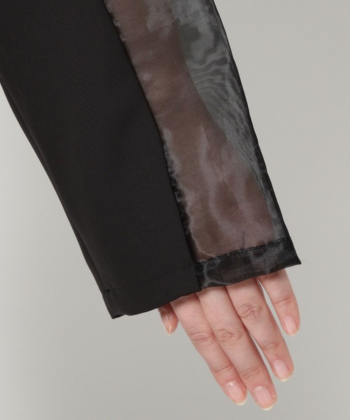 HARE（ハレ）の「タックプリーツシアージャケット＊ワイドパンツ(HARE)（セットアップ・レディース・ブラック/チェック・FREE）」の22枚目の写真