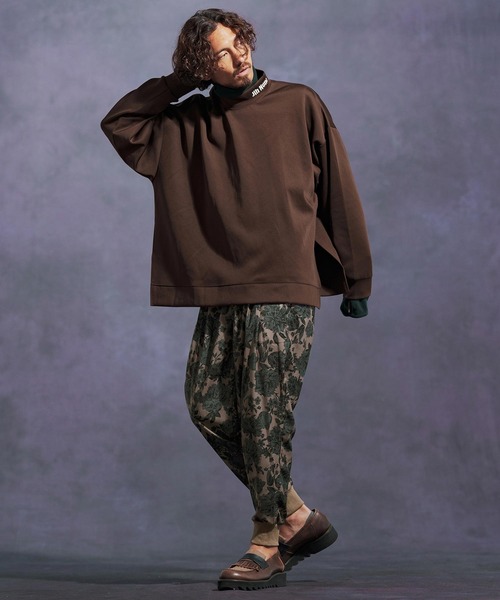 Jih Nunc（ジーヌンク）の「mp13900-フラワー総柄タックリブパンツ（その他パンツ・メンズ・ベージュ/ブラック・L/M/S）」の6枚目の写真