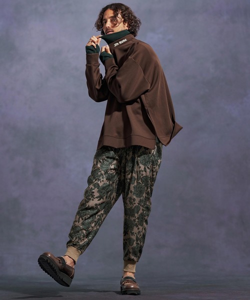 Jih Nunc（ジーヌンク）の「mp13900-フラワー総柄タックリブパンツ（その他パンツ・メンズ・ベージュ/ブラック・L/M/S）」の7枚目の写真