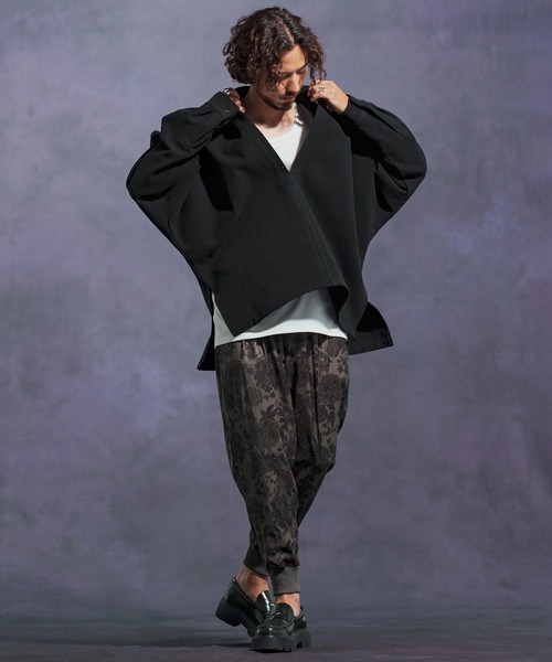 Jih Nunc（ジーヌンク）の「mp13900-フラワー総柄タックリブパンツ（その他パンツ・メンズ・ベージュ/ブラック・L/M/S）」の14枚目の写真