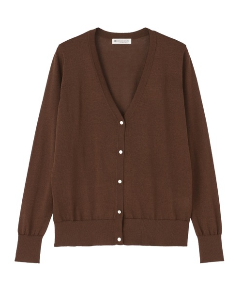 TOKYO SHIRTS（トウキョウシャツ）の「ハイゲージ Vネックカーディガン（カーディガン/ボレロ・レディース・ネイビー/ブラウン・M/L/LL）」の2枚目の写真