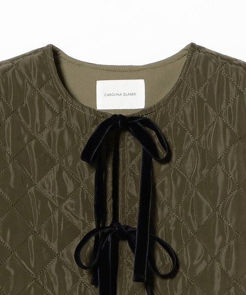 CAROLINA GLASER（カロリナ グレイサー）の「リボン付きキルティング ノースリーブワンピース（ワンピース・レディース・グリーン系その他5/ブラック・ONE SIZE）」の12枚目の写真