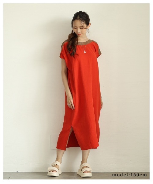 Sawa a la mode(サワアラモード)の「コットンリネンフレンチスリーブワンピース(ワンピース・レディース・レッド/ネイビー/アイボリー・FREE)」の22枚目の写真