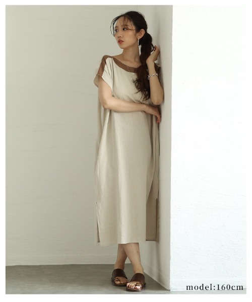Sawa a la mode(サワアラモード)の「コットンリネンフレンチスリーブワンピース(ワンピース・レディース・レッド/ネイビー/アイボリー・FREE)」の20枚目の写真