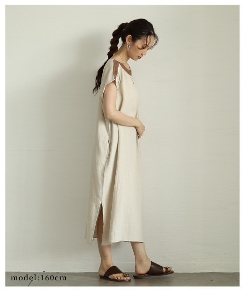 Sawa a la mode(サワアラモード)の「コットンリネンフレンチスリーブワンピース(ワンピース・レディース・レッド/ネイビー/アイボリー・FREE)」の17枚目の写真