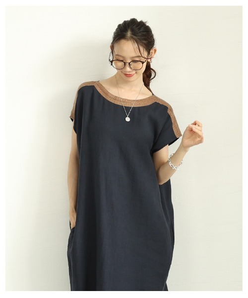 Sawa a la mode(サワアラモード)の「コットンリネンフレンチスリーブワンピース(ワンピース・レディース・レッド/ネイビー/アイボリー・FREE)」の15枚目の写真