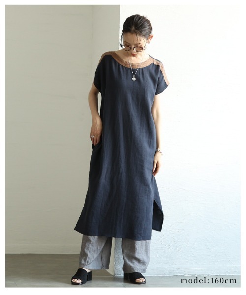 Sawa a la mode(サワアラモード)の「コットンリネンフレンチスリーブワンピース(ワンピース・レディース・レッド/ネイビー/アイボリー・FREE)」の14枚目の写真