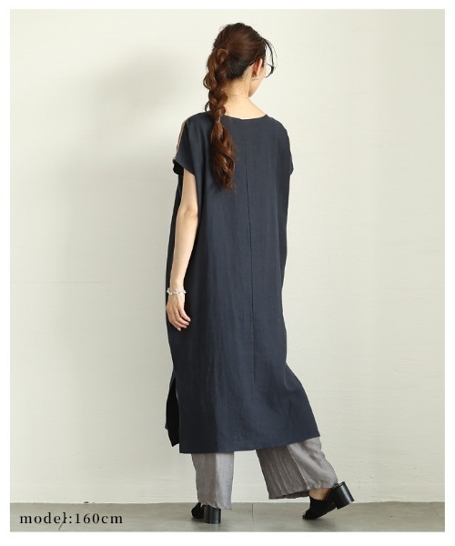 Sawa a la mode(サワアラモード)の「コットンリネンフレンチスリーブワンピース(ワンピース・レディース・レッド/ネイビー/アイボリー・FREE)」の11枚目の写真
