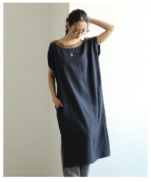 Sawa a la mode(サワアラモード)の「コットンリネンフレンチスリーブワンピース(ワンピース・レディース・レッド/ネイビー/アイボリー・FREE)」の10枚目の写真