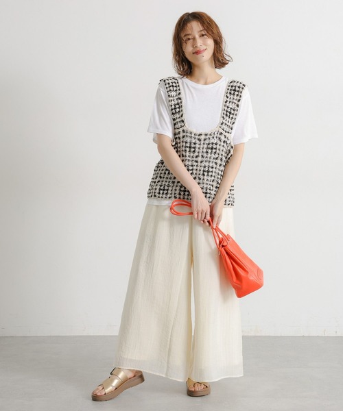 studio CLIP（スタディオクリップ）の「シアーフレアスカーチョ[プチサイズあり]（その他パンツ・レディース・ブラウン/ピンク/アイボリー・PF/FREE）」の16枚目の写真