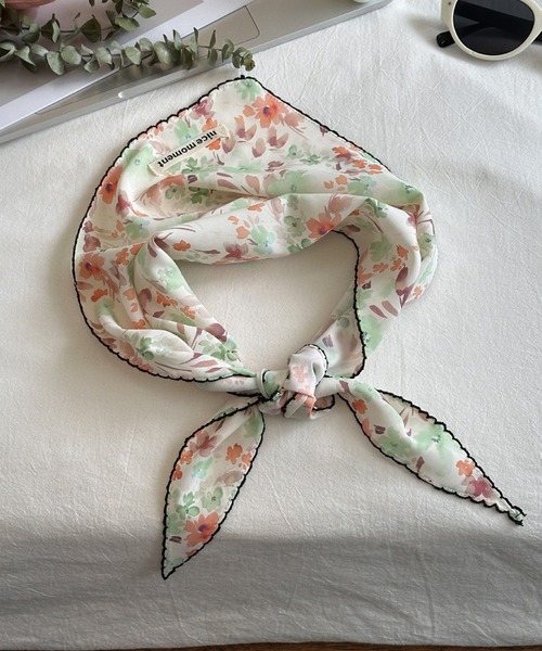 セール】総柄 シアー バブーシュカ スカーフ バンダナ cula1213