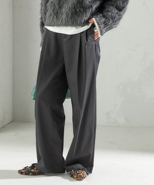 洗濯機可能〉ハイカウント ツイル 2タック ワイド パンツ