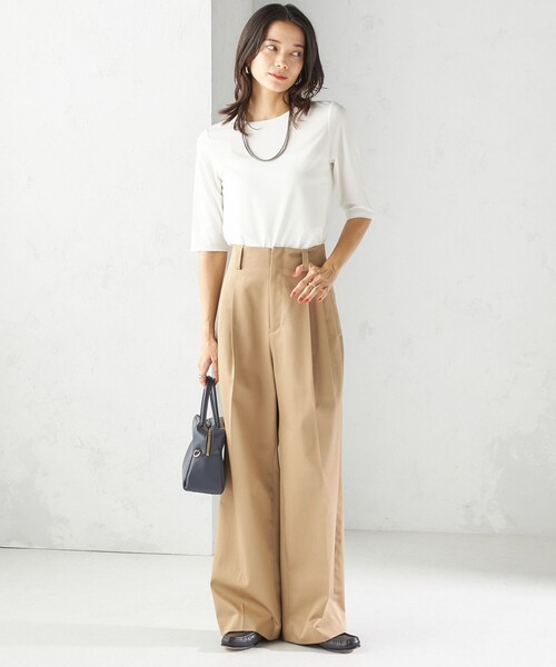 洗濯機可能〉ハイカウント ツイル 2タック ワイド パンツ