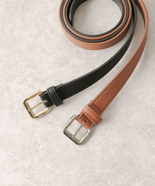 SMELLY（スメリー）の「スクエアバックルベルト（ベルト・レディース・キャメル/ブラック・-）」の6枚目の写真
