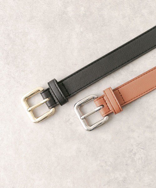 SMELLY（スメリー）の「スクエアバックルベルト（ベルト・レディース・キャメル/ブラック・-）」の7枚目の写真