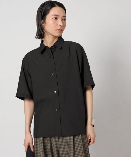 CITEN(シテン)の「<CITEN>エッセンシャルシャツハンソデ(シャツ/ブラウス・レディース・ワイン/ブラック/ライトブルー・M/S)」の4枚目の写真