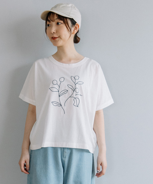 POU DOU DOU(プードゥドゥ)の「木の実刺繍Tee(Tシャツ/カットソー・レディース・ミント/ブラウン/オフホワイト/ブラック・M)」の13枚目の写真