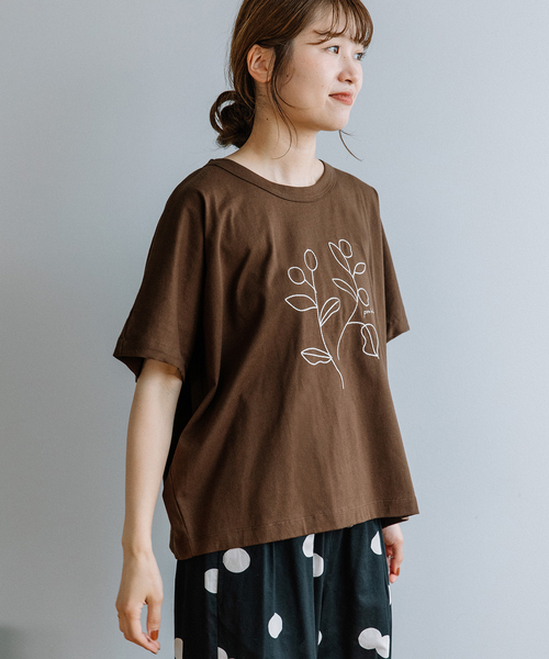 POU DOU DOU(プードゥドゥ)の「木の実刺繍Tee(Tシャツ/カットソー・レディース・ミント/ブラウン/オフホワイト/ブラック・M)」の22枚目の写真