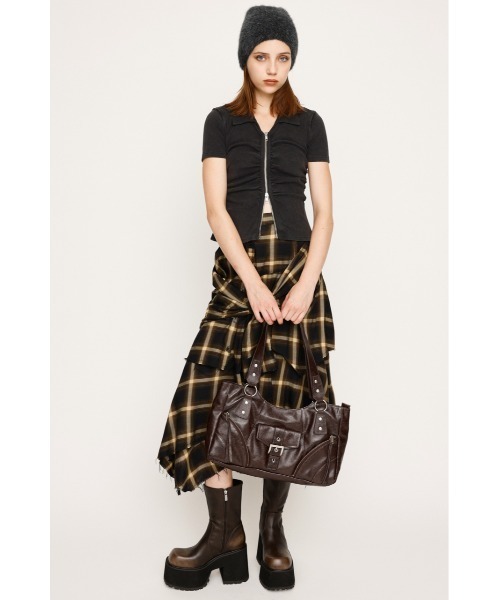 SLY(スライ)の「FRONT ZIP GATHER TOPS フロントジップ ギャザー トップス 半袖 秋服 夏服(Tシャツ/カットソー・レディース・バーガンディー/ブラック/アイボリー/カーキ・FREE)」の18枚目の写真