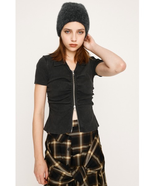 トップス kyanao SLY（スライ）の「FRONT ZIP GATHER TOPS フロントジップ