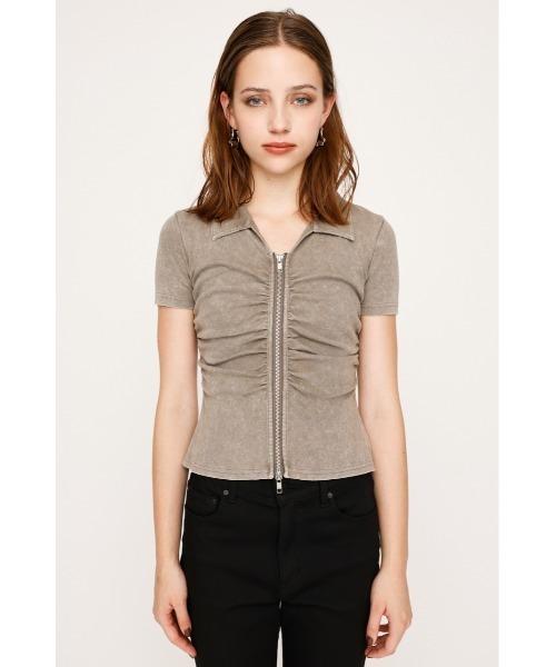 美品　メゾンドソイル　サイズ2 ネイビー ギャザー入りフレア半袖トップス NEW ARRIVAL - 新着アイテム│公式通販サイト