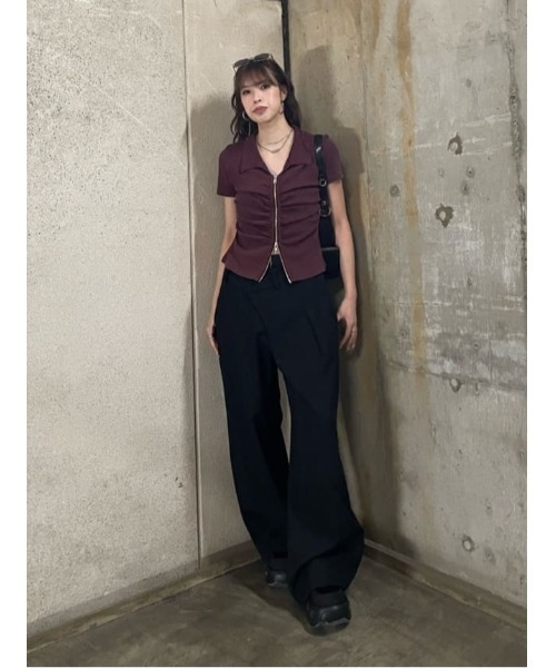 トップス Saya STYLEDOOR｜バックジップサテンTブラウス | Rakuten Fashion