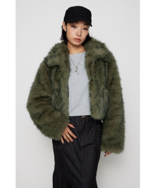 LAGUAGEM FAUX ファーコート カーキ Sサイズ POCKET POINT FAUX FUR コート（ブルゾン）｜LAGUA GEM（ラグアジェム