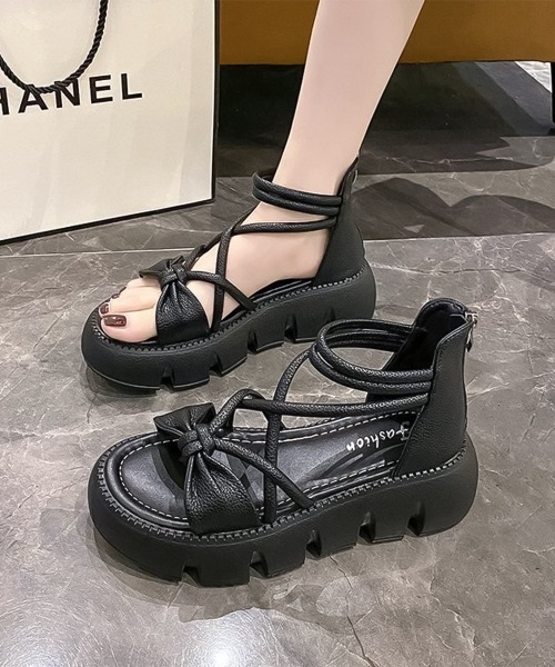 blackdia ocean(ブラックダイヤオーシャン)の「blackdia ocean 軽量厚底 リボンストラップサンダル(サンダル・レディース・ブラック/アイボリー・22.5cm/23.0cm/23.5cm/24.0cm/24.5cm/25.0cm)」の13枚目の写真