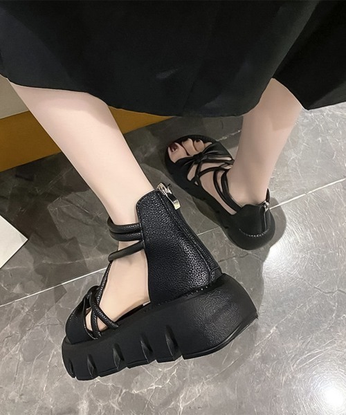 blackdia ocean(ブラックダイヤオーシャン)の「blackdia ocean 軽量厚底 リボンストラップサンダル(サンダル・レディース・ブラック/アイボリー・22.5cm/23.0cm/23.5cm/24.0cm/24.5cm/25.0cm)」の15枚目の写真