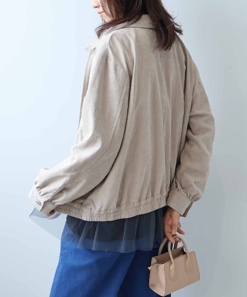 leswel(レスウェル)の「【L~5L 大きいサイズ】ブロントZIPシャツカラーブルゾン(ブルゾン・レディース・ネイビー/ライトグレー/ブラウン・L/LL/3L/4L/5L)」の7枚目の写真