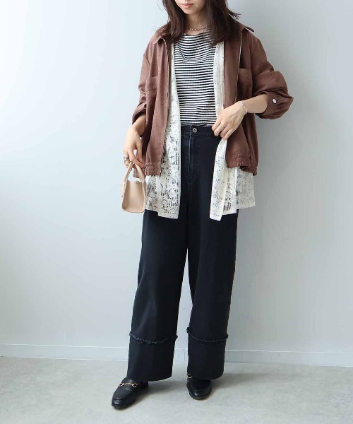 leswel(レスウェル)の「【L~5L 大きいサイズ】ブロントZIPシャツカラーブルゾン(ブルゾン・レディース・ネイビー/ライトグレー/ブラウン・L/LL/3L/4L/5L)」の12枚目の写真