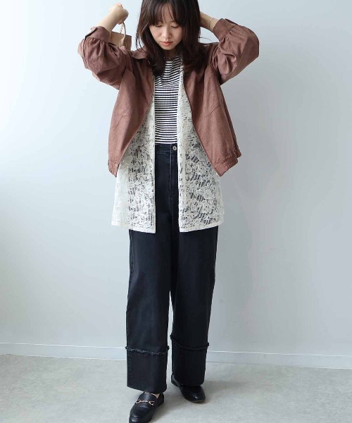 leswel(レスウェル)の「【L~5L 大きいサイズ】ブロントZIPシャツカラーブルゾン(ブルゾン・レディース・ネイビー/ライトグレー/ブラウン・L/LL/3L/4L/5L)」の13枚目の写真