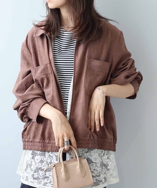 leswel(レスウェル)の「【L~5L 大きいサイズ】ブロントZIPシャツカラーブルゾン(ブルゾン・レディース・ネイビー/ライトグレー/ブラウン・L/LL/3L/4L/5L)」の15枚目の写真