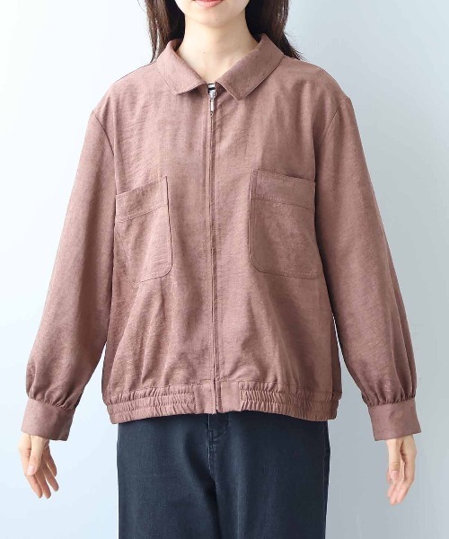 leswel(レスウェル)の「【L~5L 大きいサイズ】ブロントZIPシャツカラーブルゾン(ブルゾン・レディース・ネイビー/ライトグレー/ブラウン・L/LL/3L/4L/5L)」の16枚目の写真