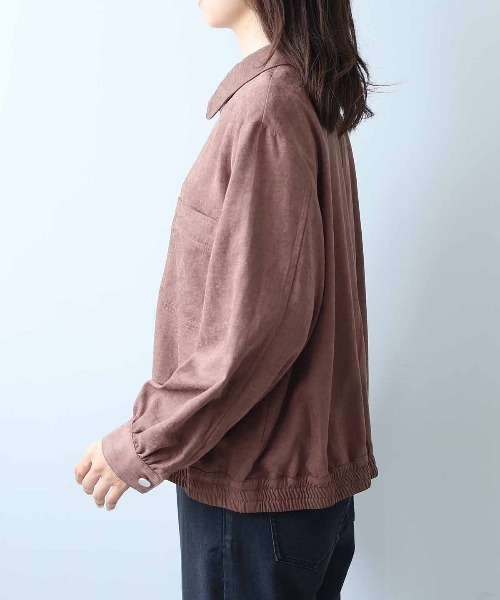 leswel(レスウェル)の「【L~5L 大きいサイズ】ブロントZIPシャツカラーブルゾン(ブルゾン・レディース・ネイビー/ライトグレー/ブラウン・L/LL/3L/4L/5L)」の17枚目の写真