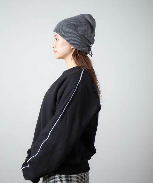 RACAL(ラカル)の「Organic Cotton Blend Shirring Knit Beanie / オーガニックコットン&リサイクルポリシャーリングビーニー(ニットキャップ/ビーニー・レディース・ブラック/グレー系その他/グレー/ピンク/ミント/ブラウン・FREE)」の2枚目の写真
