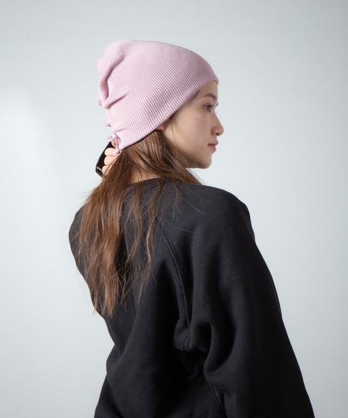 RACAL(ラカル)の「Organic Cotton Blend Shirring Knit Beanie / オーガニックコットン&リサイクルポリシャーリングビーニー(ニットキャップ/ビーニー・レディース・ブラック/グレー系その他/グレー/ピンク/ミント/ブラウン・FREE)」の6枚目の写真