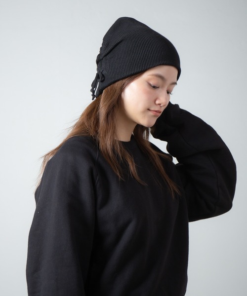 RACAL(ラカル)の「Organic Cotton Blend Shirring Knit Beanie / オーガニックコットン&リサイクルポリシャーリングビーニー(ニットキャップ/ビーニー・レディース・ブラック/グレー系その他/グレー/ピンク/ミント/ブラウン・FREE)」の1枚目の写真