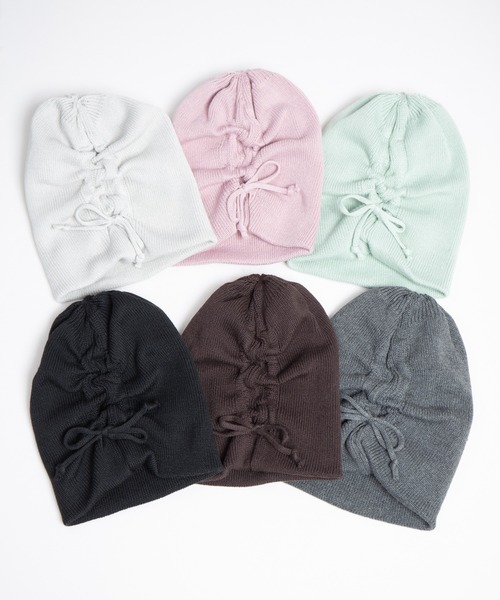 RACAL(ラカル)の「Organic Cotton Blend Shirring Knit Beanie / オーガニックコットン&リサイクルポリシャーリングビーニー(ニットキャップ/ビーニー・レディース・ブラック/グレー系その他/グレー/ピンク/ミント/ブラウン・FREE)」の8枚目の写真
