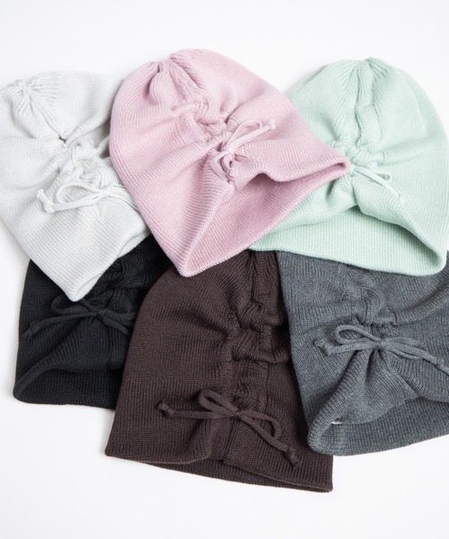 RACAL(ラカル)の「Organic Cotton Blend Shirring Knit Beanie / オーガニックコットン&リサイクルポリシャーリングビーニー(ニットキャップ/ビーニー・レディース・ブラック/グレー系その他/グレー/ピンク/ミント/ブラウン・FREE)」の9枚目の写真