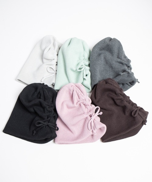 RACAL(ラカル)の「Organic Cotton Blend Shirring Knit Beanie / オーガニックコットン&リサイクルポリシャーリングビーニー(ニットキャップ/ビーニー・レディース・ブラック/グレー系その他/グレー/ピンク/ミント/ブラウン・FREE)」の10枚目の写真