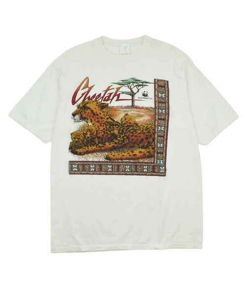 VINTAGE(ヴィンテージ)の「【USED】90’s JOSTENS “Cheetah” アニマル Tシャツ(Tシャツ/カットソー・メンズ・ホワイト・LARGE)」の1枚目の写真