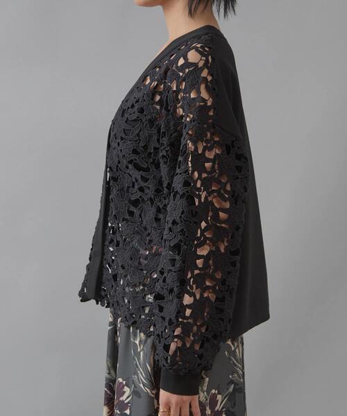 Liesse（リエス）の「レースニットカーディガン（カーディガン/ボレロ・レディース・ホワイト/ブラック・FREE）」の17枚目の写真