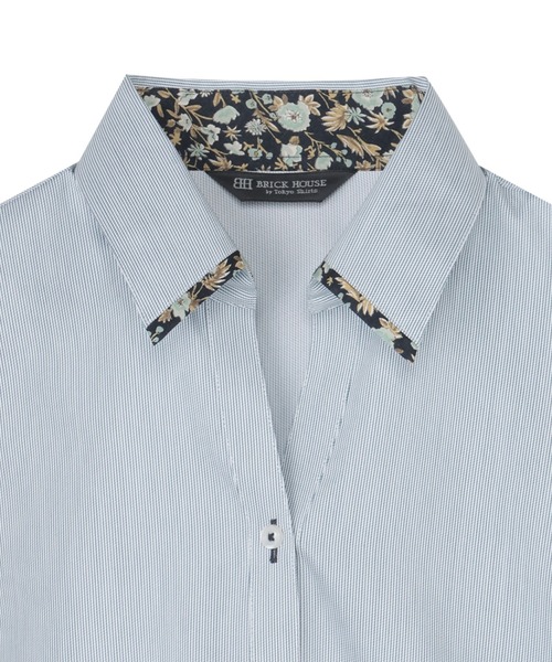 TOKYO SHIRTS（トウキョウシャツ）の「【透け防止】 形態安定ノーアイロン スキッパー 長袖ビジネスワイシャツ（ビジネスシャツ・レディース・グリーン・LL/L/XS/S/M/XL）」の4枚目の写真