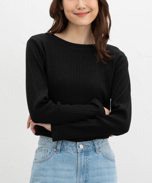 CINEMA CLUB(シネマクラブ)の「ボートネックTシャツ(Tシャツ/カットソー・レディース・スモークピンク/ブルー/オフホワイト/ブラック/モカ/ネイビー・L/S/M/LL)」の10枚目の写真
