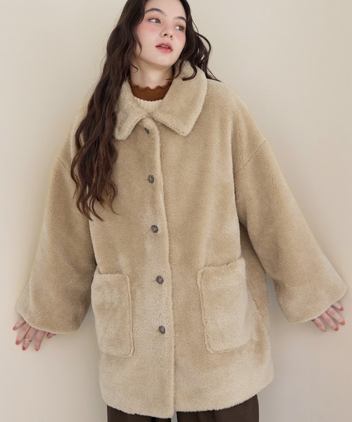 ジャケット・アウター ollun boa suede combination coat mocha loose 2way boa coat/ルーズ2wayボアコート（その他アウター