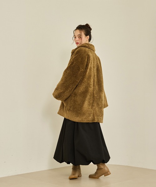 【値下げ】OLUN オルン　きりまる　ルーズ2wayボアコート　ブラウン　S OLUN（オルン）の「loose 2way boa coat/ルーズ2wayボアコート（その他