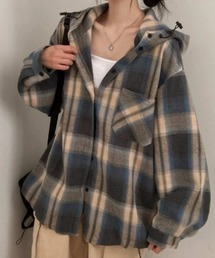 【春コーデ】ゆるシルエットが可愛いチェック柄フードシャツ